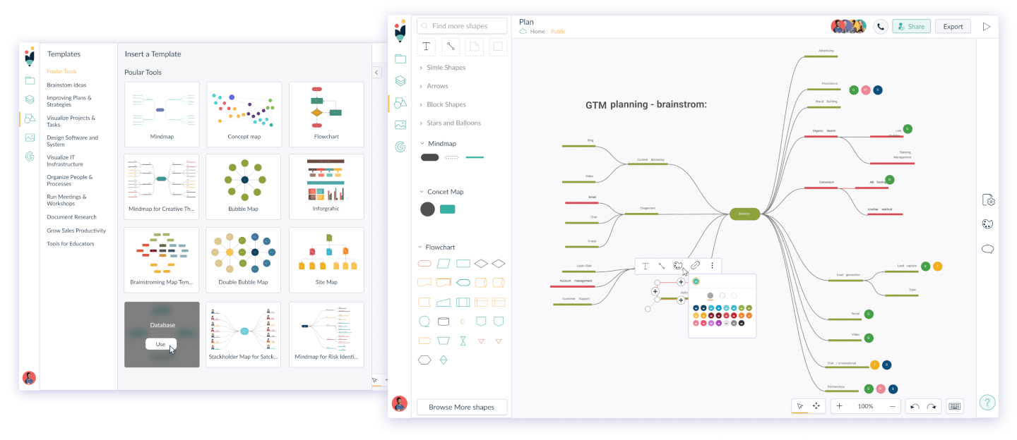 Creately screenshot - 20 Best Mind Mapping Software For Visual Collaboration In 2024