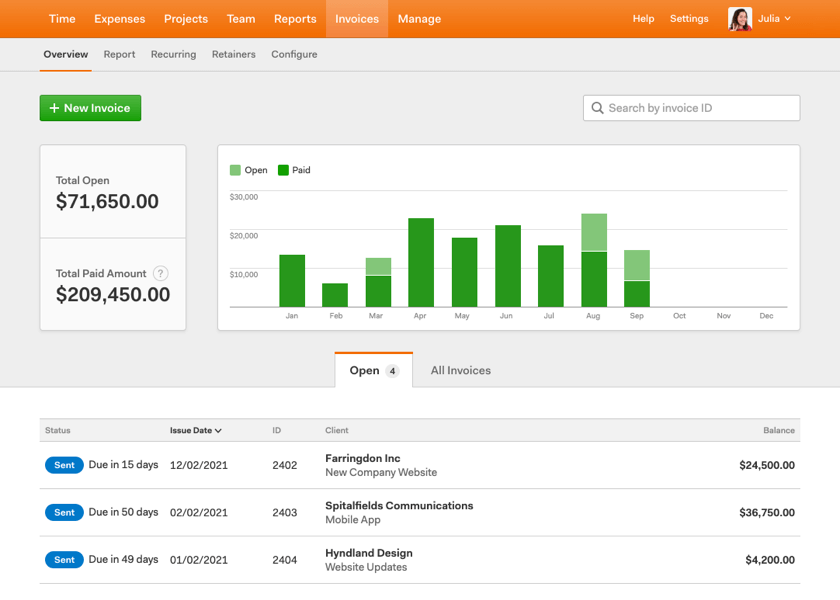 Harvest screenshot - 10 Best Project Management Software With Invoicing For 2024