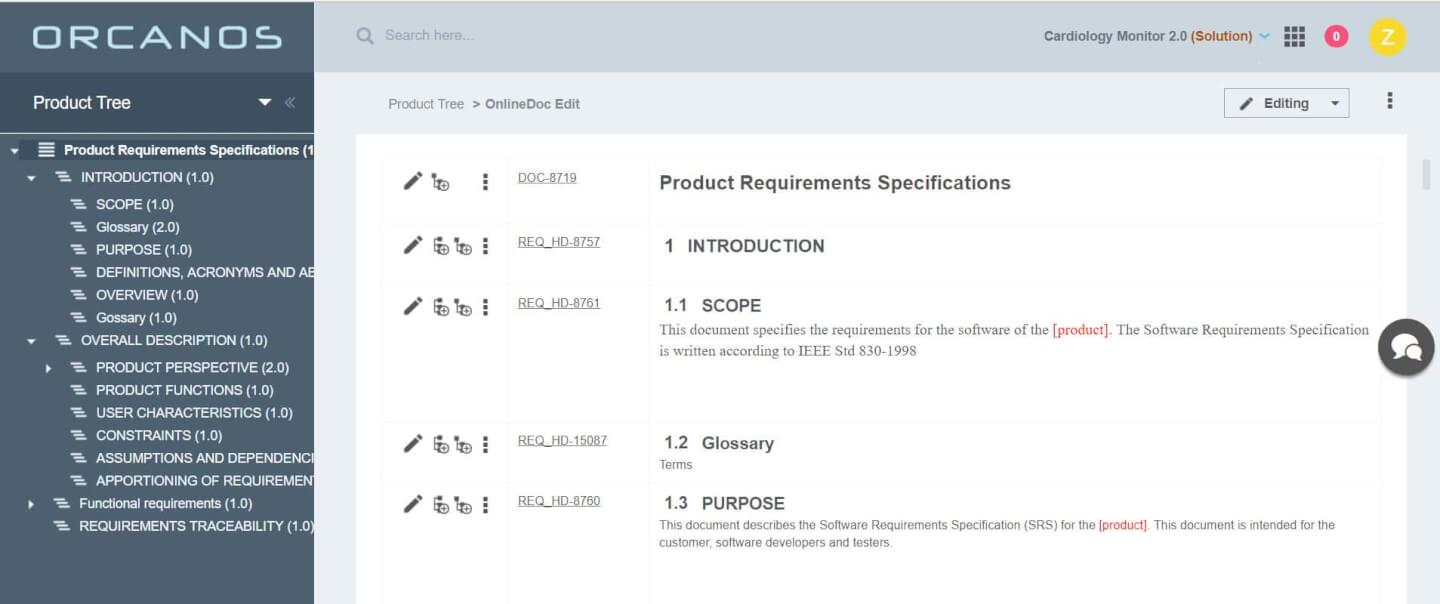Orcanos screenshot - 10 Best Requirements Management Tools Reviewed For 2024