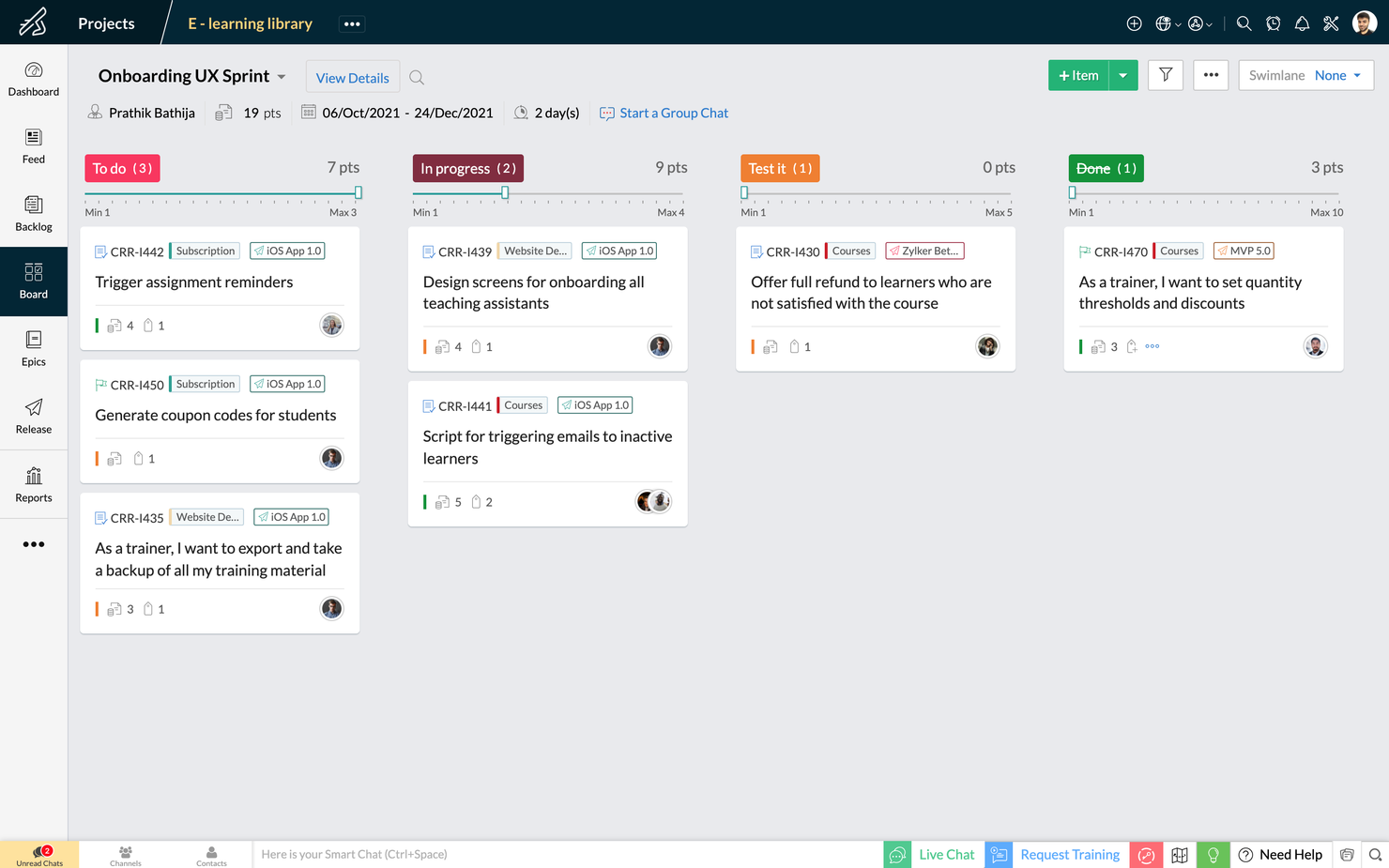 Zoho Sprints screenshot - 10 Best Scrum Software Tools & Scrum Boards For 2024