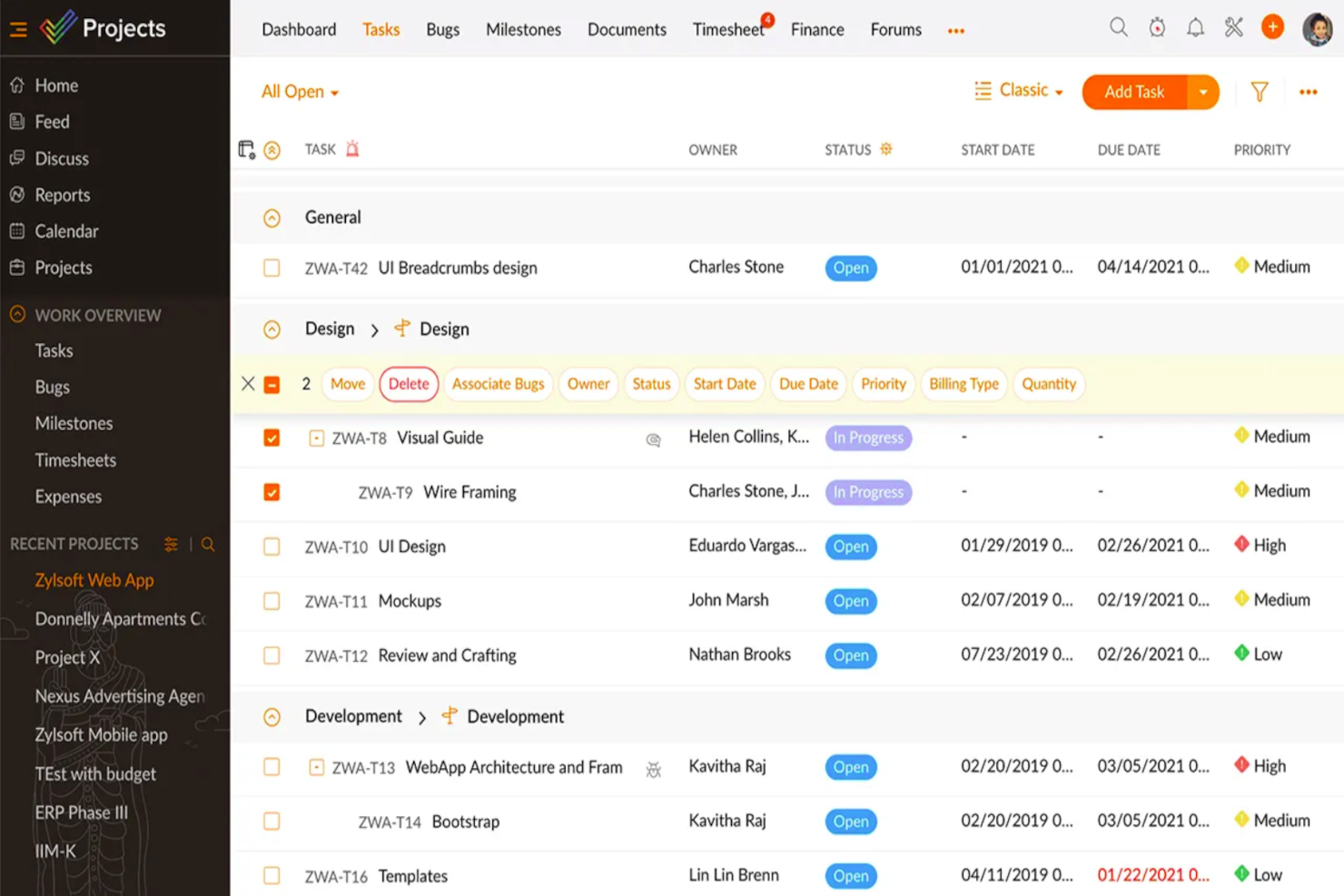 Zoho Projects screenshot - 15 Best Task Management Software Reviewed For 2024