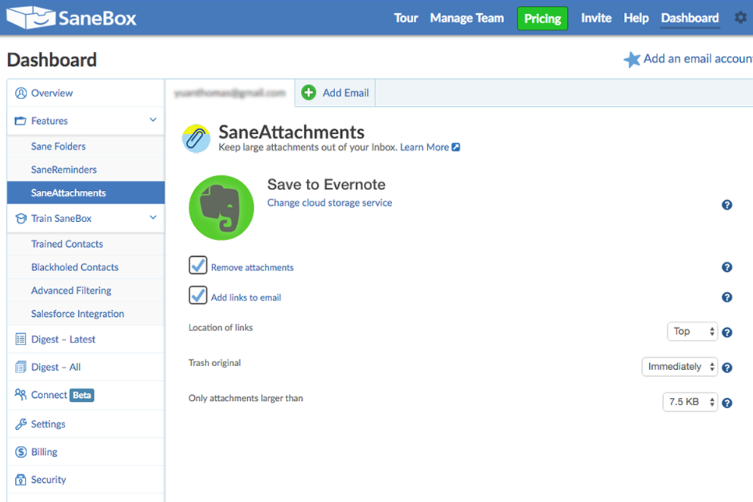 SaneBox screenshot - Die besten Productivity Apps: Steigere 2024 deine Produktivität