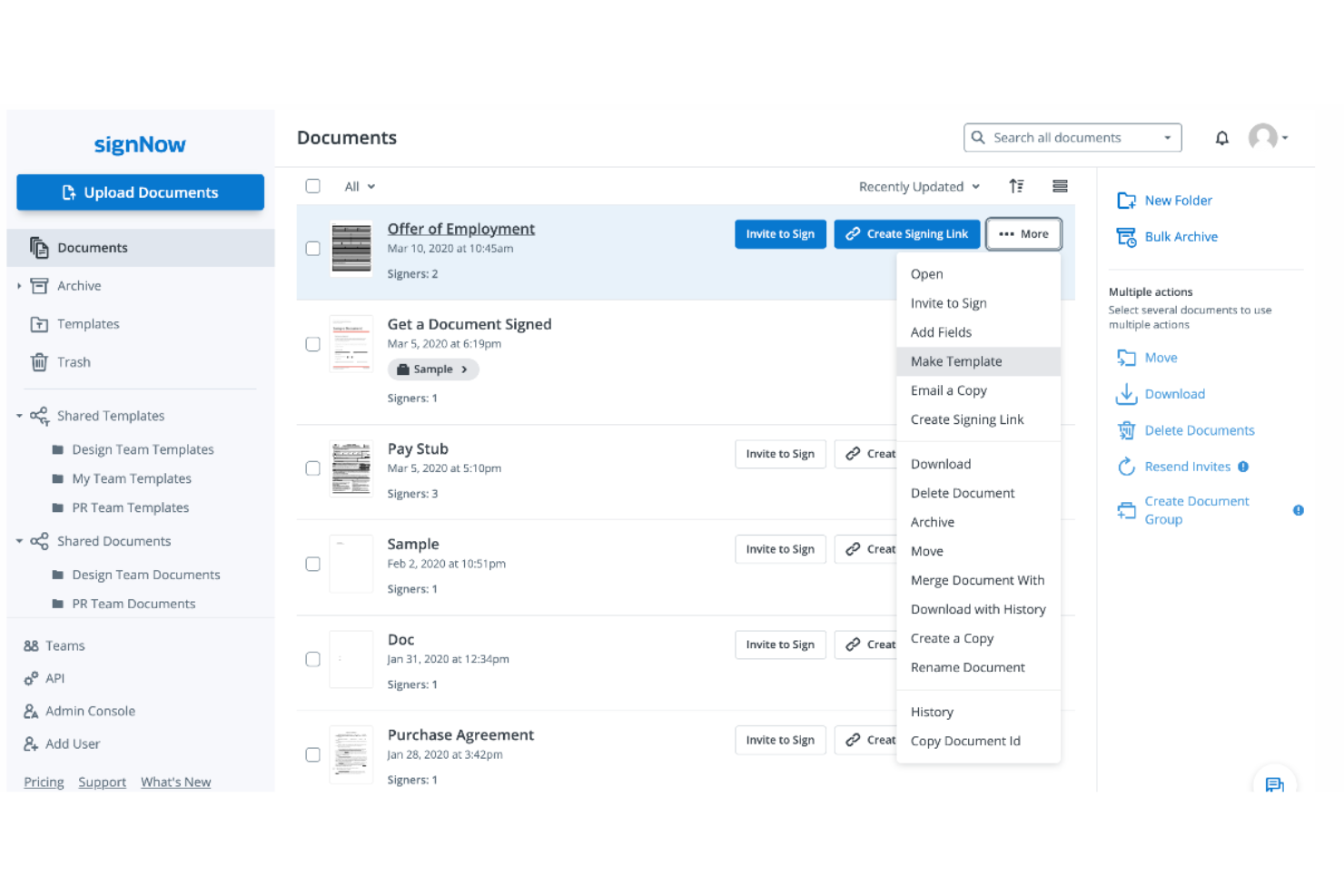 SignNow screenshot - 10 Best Document Management Systems Reviewed For 2024