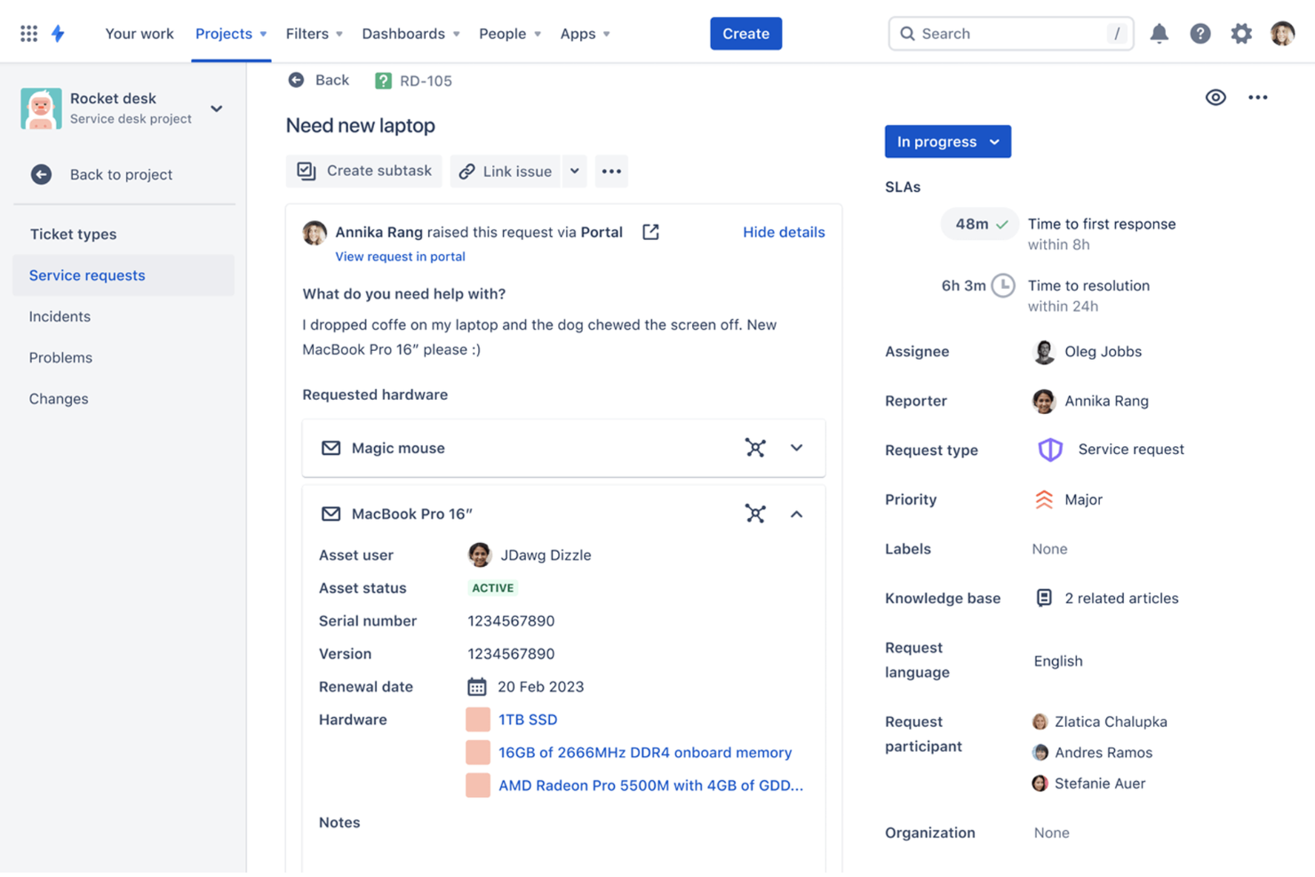 Jira Service Management screenshot - 10 Best Requirements Management Tools Reviewed For 2024
