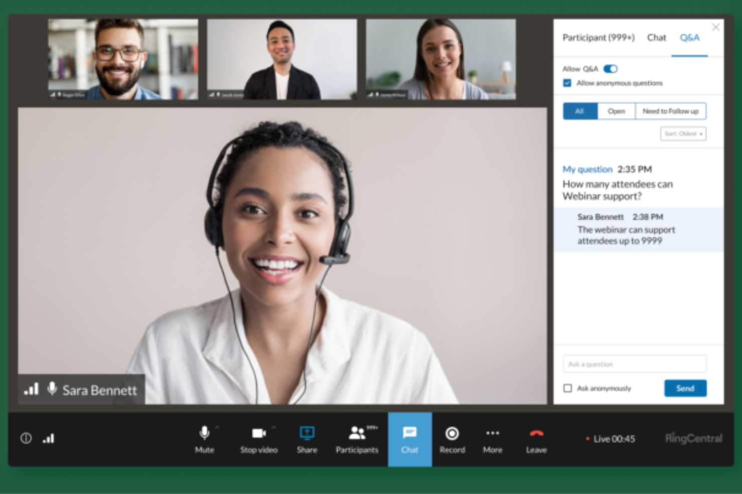 RingCentral Webinar screenshot - 11 Best Screen Sharing Software And Streaming Hardware For 2024