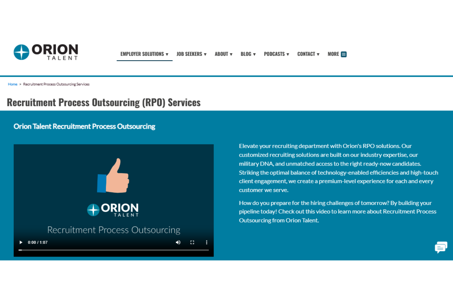 Orion Talent screenshot - 20 Best Recruitment Process Outsourcing Companies For 2024