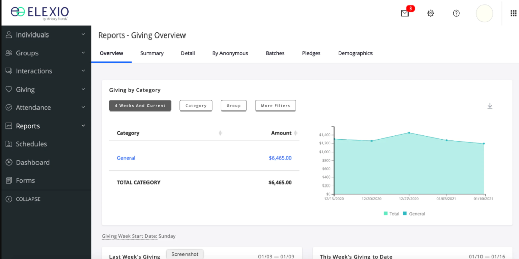Elexio screenshot - 20 Best Church Finance Software To Track Donations & Expenses In 2024