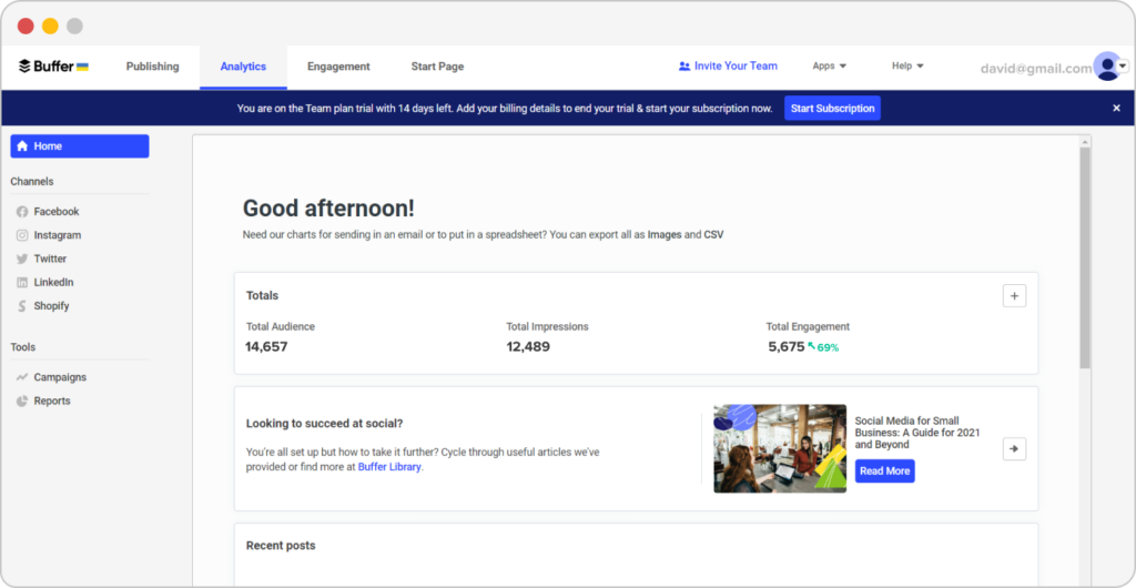 Buffer screenshot - 25 Best Instagram Marketing Platforms In 2026