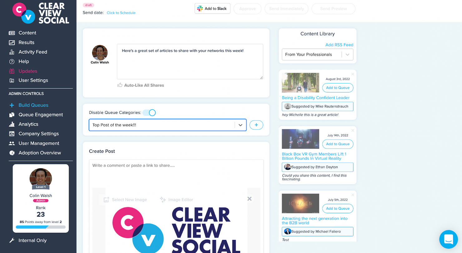 Clearview Social screenshot - 20 Best Employee Advocacy Software In 2024
