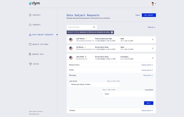 Clym screenshot - 32 GDPR Software: Compared And Reviewed In 2024
