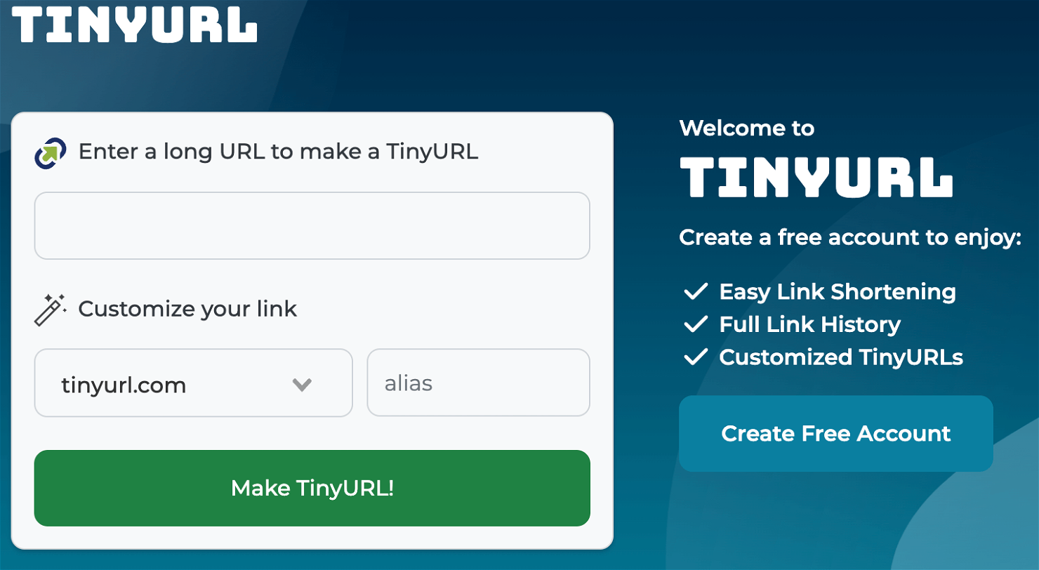 TinyURL screenshot - 19 Best URL Shorteners: Reviewed & Compared for 2024