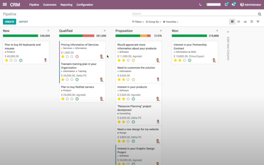 Odoo ERP screenshot - 19 Best Free Lead Management Software For 2024