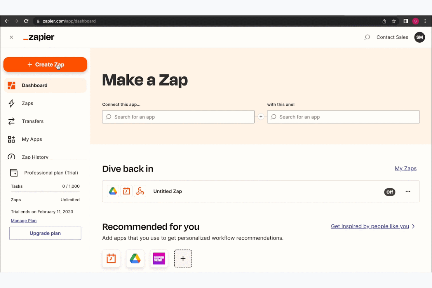 Zapier automates tasks by connecting apps with no coding needed.