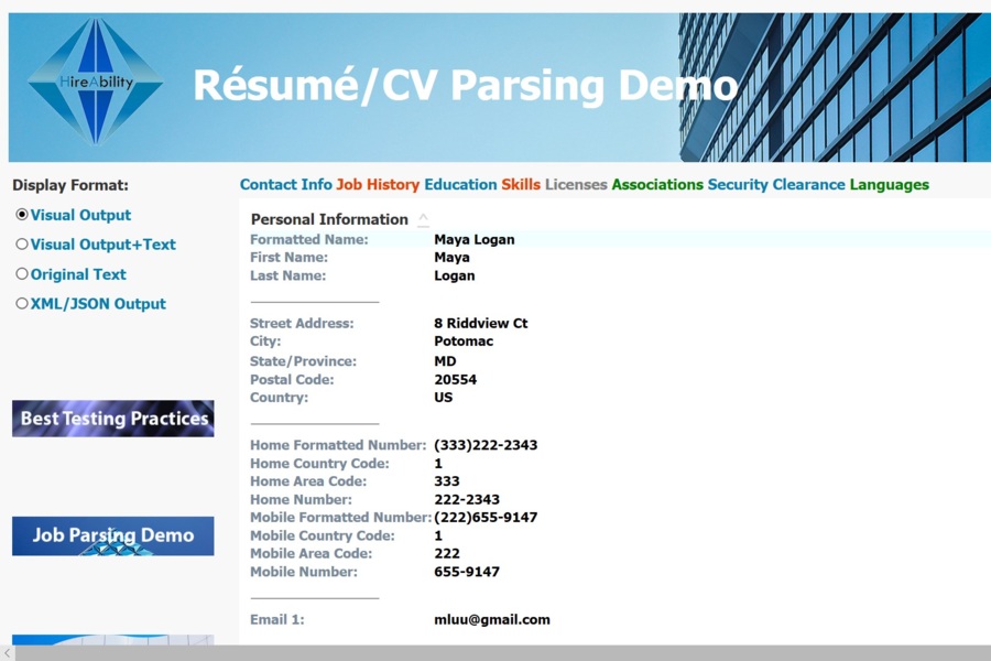 HireAbility Resume Parsing