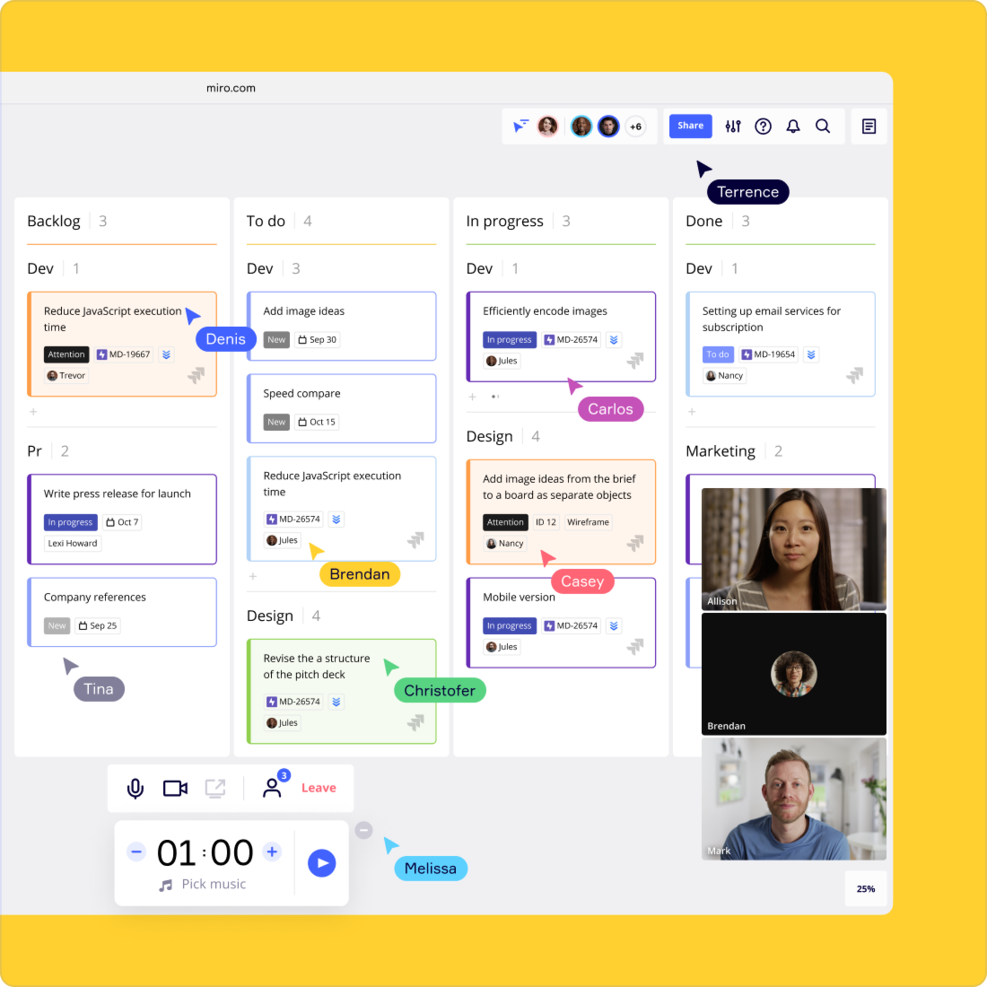 Miro screenshot - 10 najlepszych programów Kanban skracających czas realizacji w 2026 roku